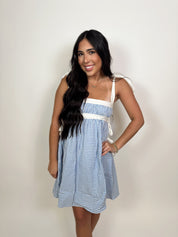 High Tea Babydoll Dress- Blue
