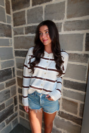 Bennett Striped Soft Cardigan- Cream/Multi