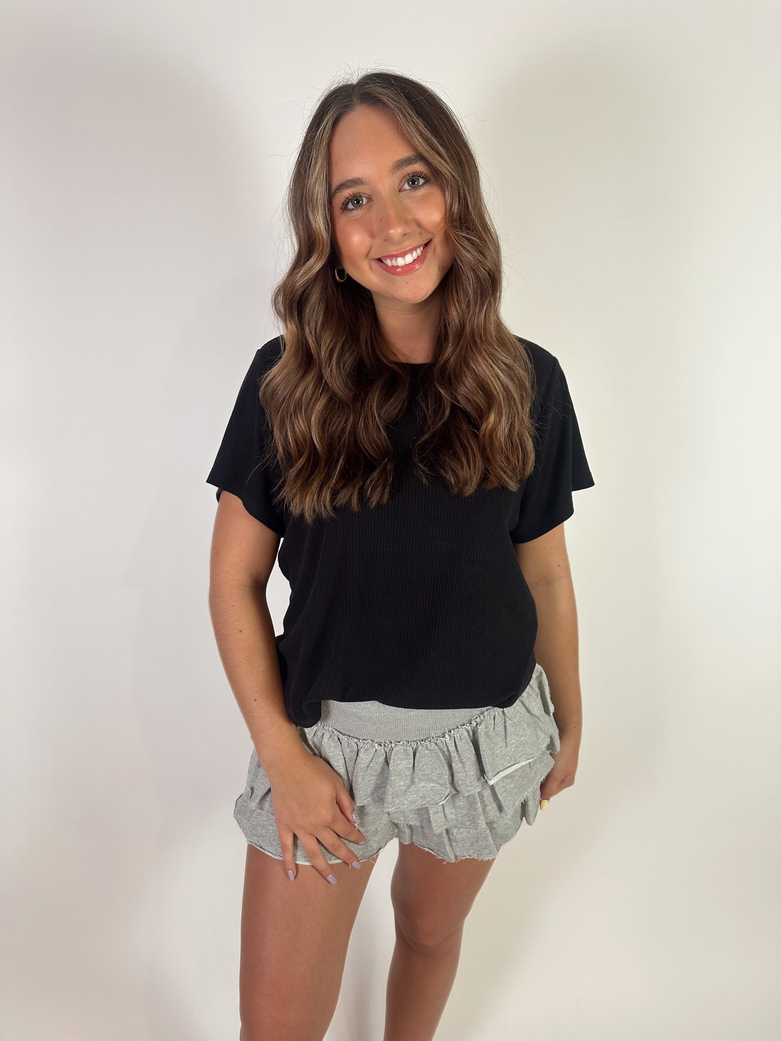 Flirt & Flow Ruffle Skort- Grey