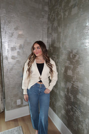 Zelena Gold Button Cardigan- Cream