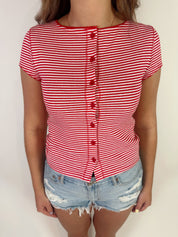 Victoria Stripe Shirt - Red