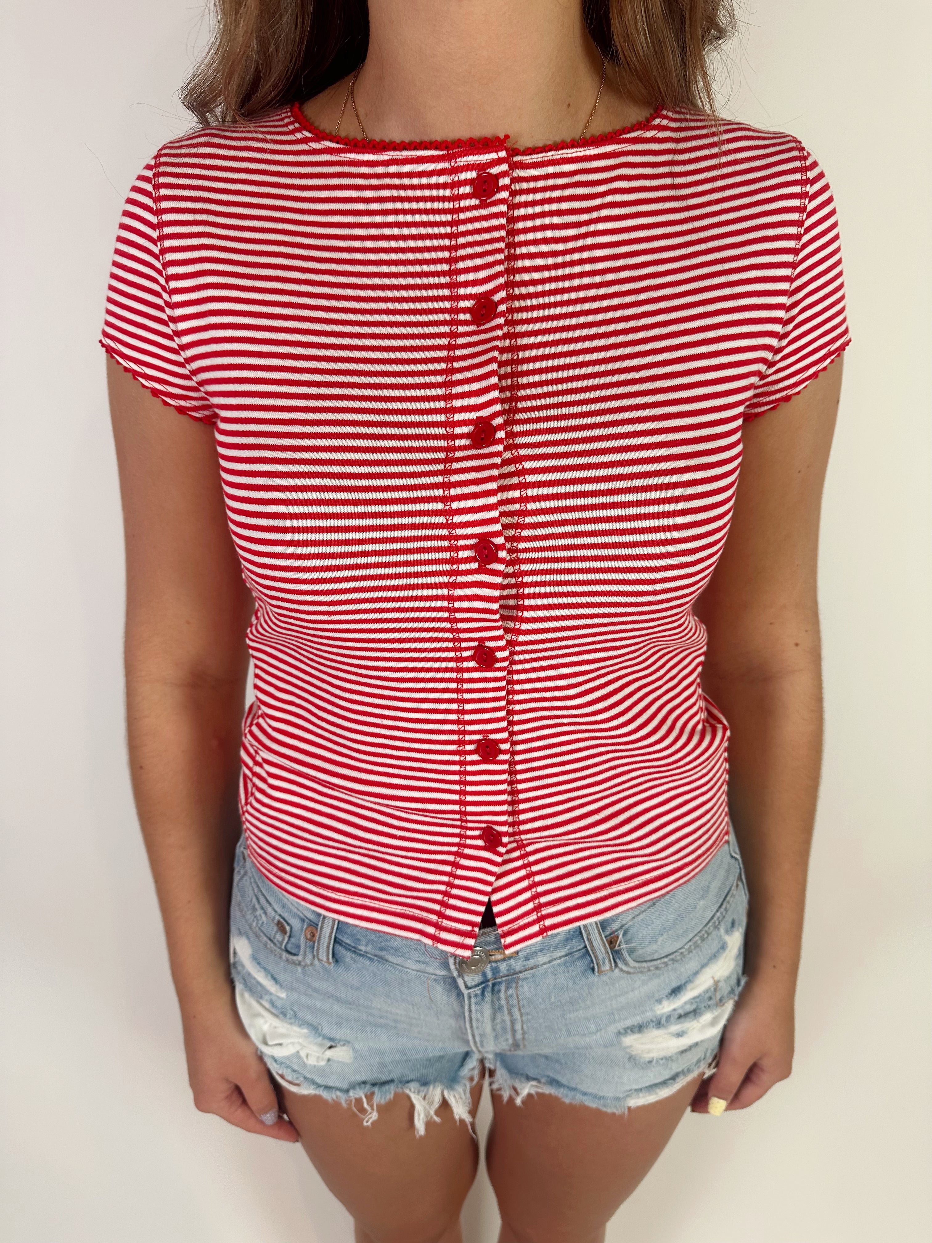 Victoria Stripe Shirt - Red
