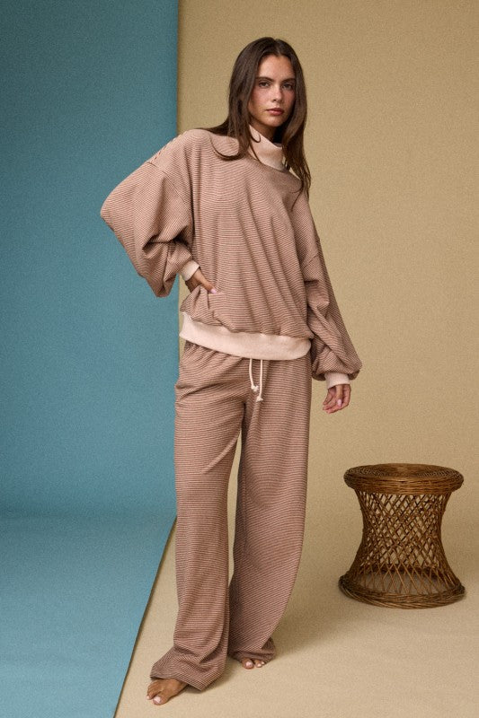 Hazel Mockneck Stripe Set- Rust