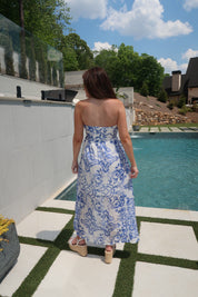 Parker Floral Tube Maxi Dress- Blue