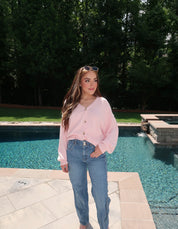 Tatum Oversized Knit Sweater- Light Pink