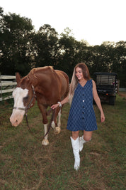 Auden Detailed Denim Dress- Dark Denim