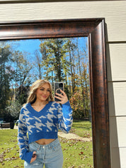 Harper Houndstooth V-Neck Sweater
