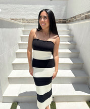 Heather Striped Tube Midi Dress