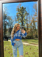 Harper Houndstooth V-Neck Sweater