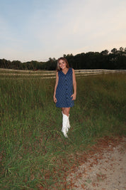 Auden Detailed Denim Dress- Dark Denim