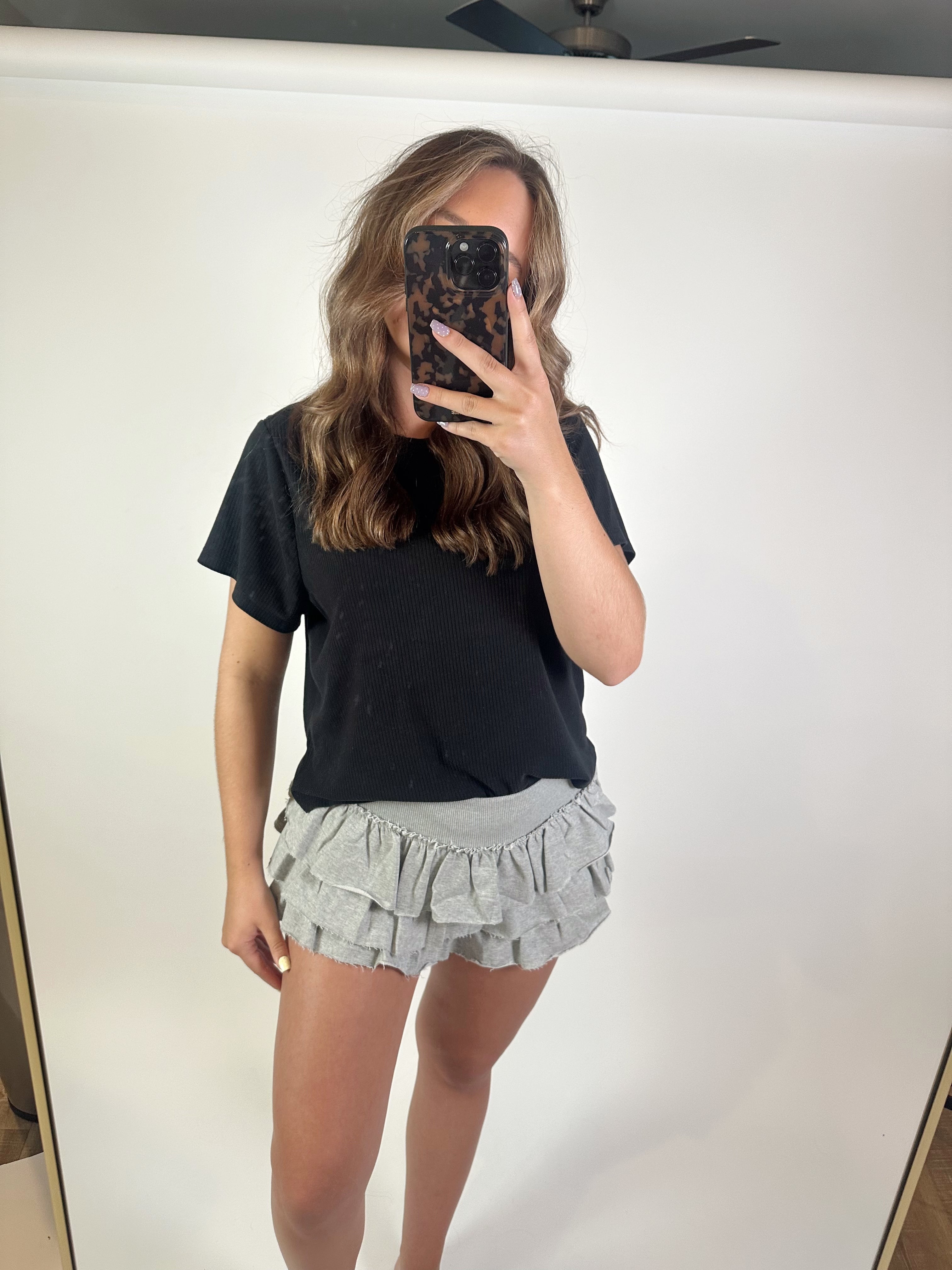 Flirt & Flow Ruffle Skort- Grey