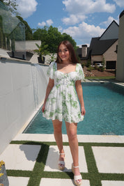Delilah Floral Ruffle Dress- Sage