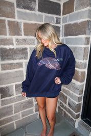 Lucky Duck Graphic Reversible Mockneck- Navy