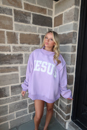 Jesus Embroidered Mockneck Sweatshirt- Lavender