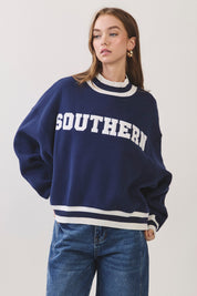 Southern Varsity Mockneck Sweatshirt- Navy