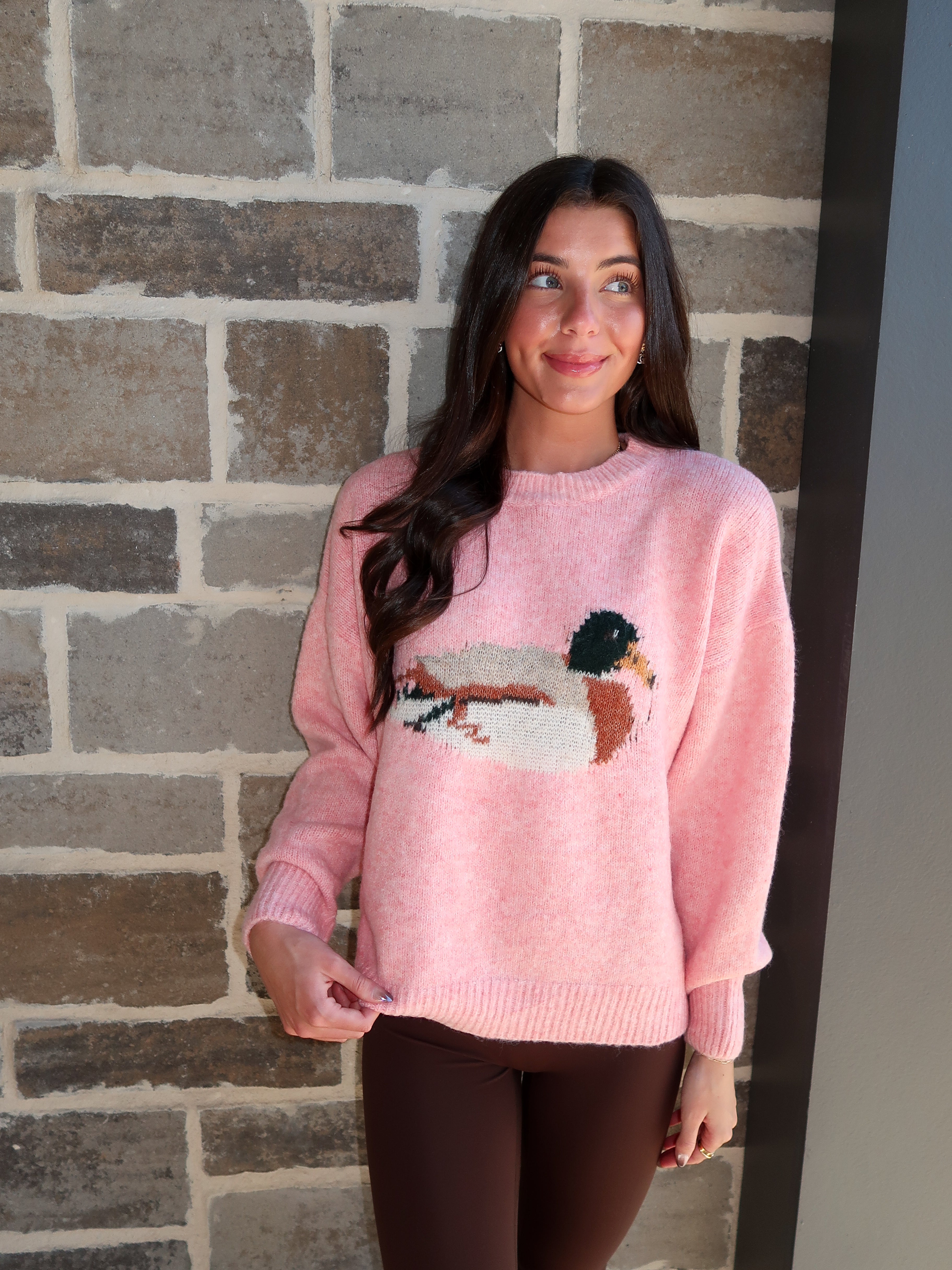 Duck Knit Sweater- Pink