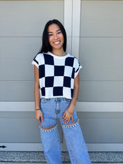 Nora Checkered Sweater Top