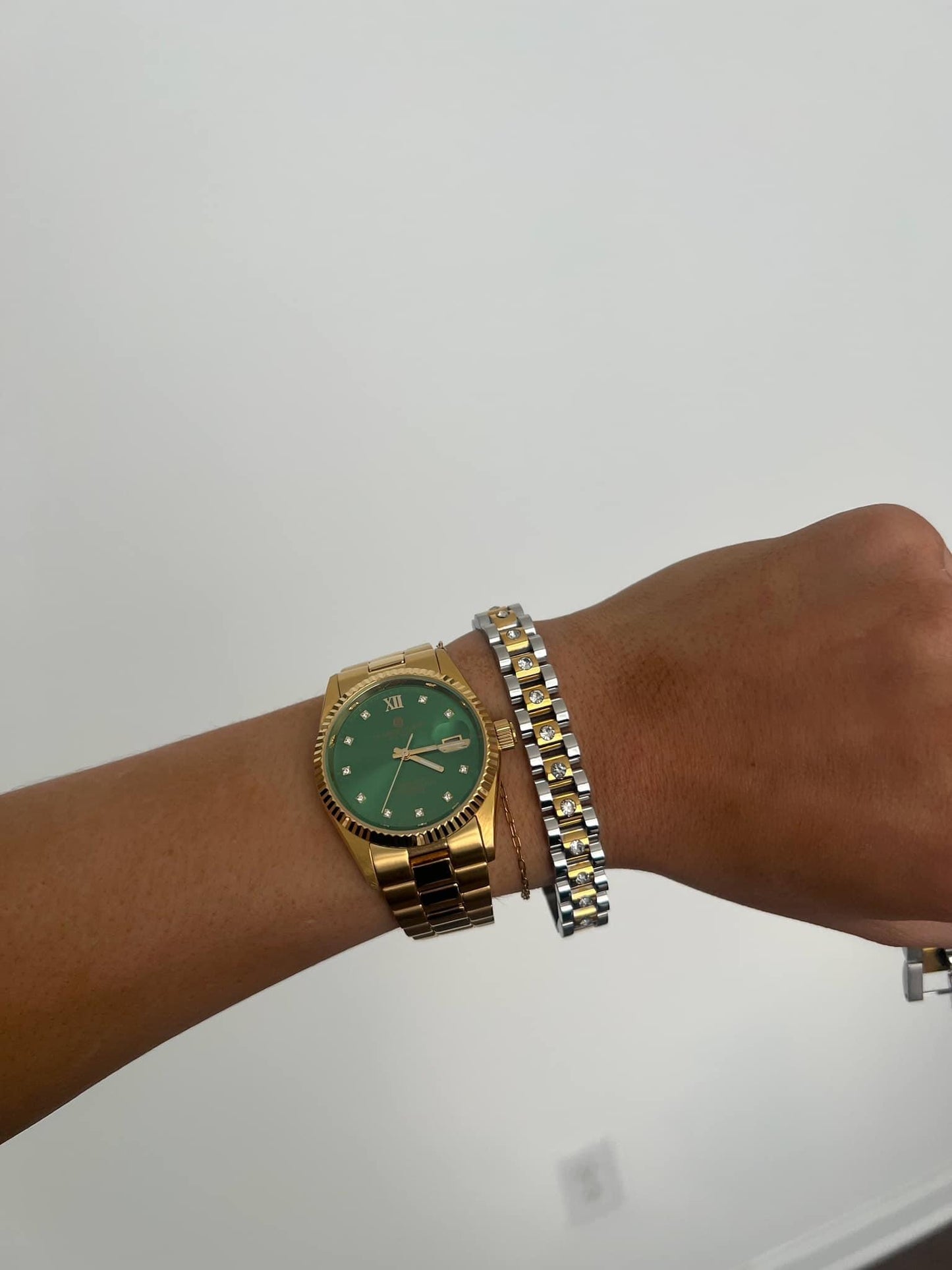 Diamond Two-Toned Watch Band Bracelet