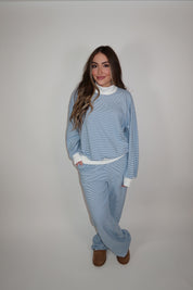 Hazel Mockneck Stripe Set- Blue