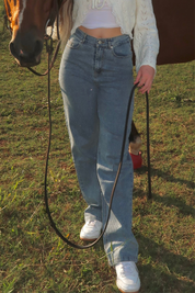 Subtle Flex Clear Crystal Embellished Jeans- Denim