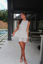 Amalie Polka Dot Twill Set- Black/White