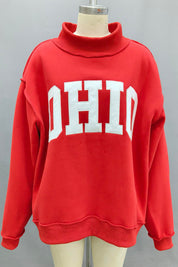 Ohio Embroidered Mockneck Sweatshirt- Red