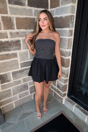 Blaire Mix Media Mini Tube Dress- Black
