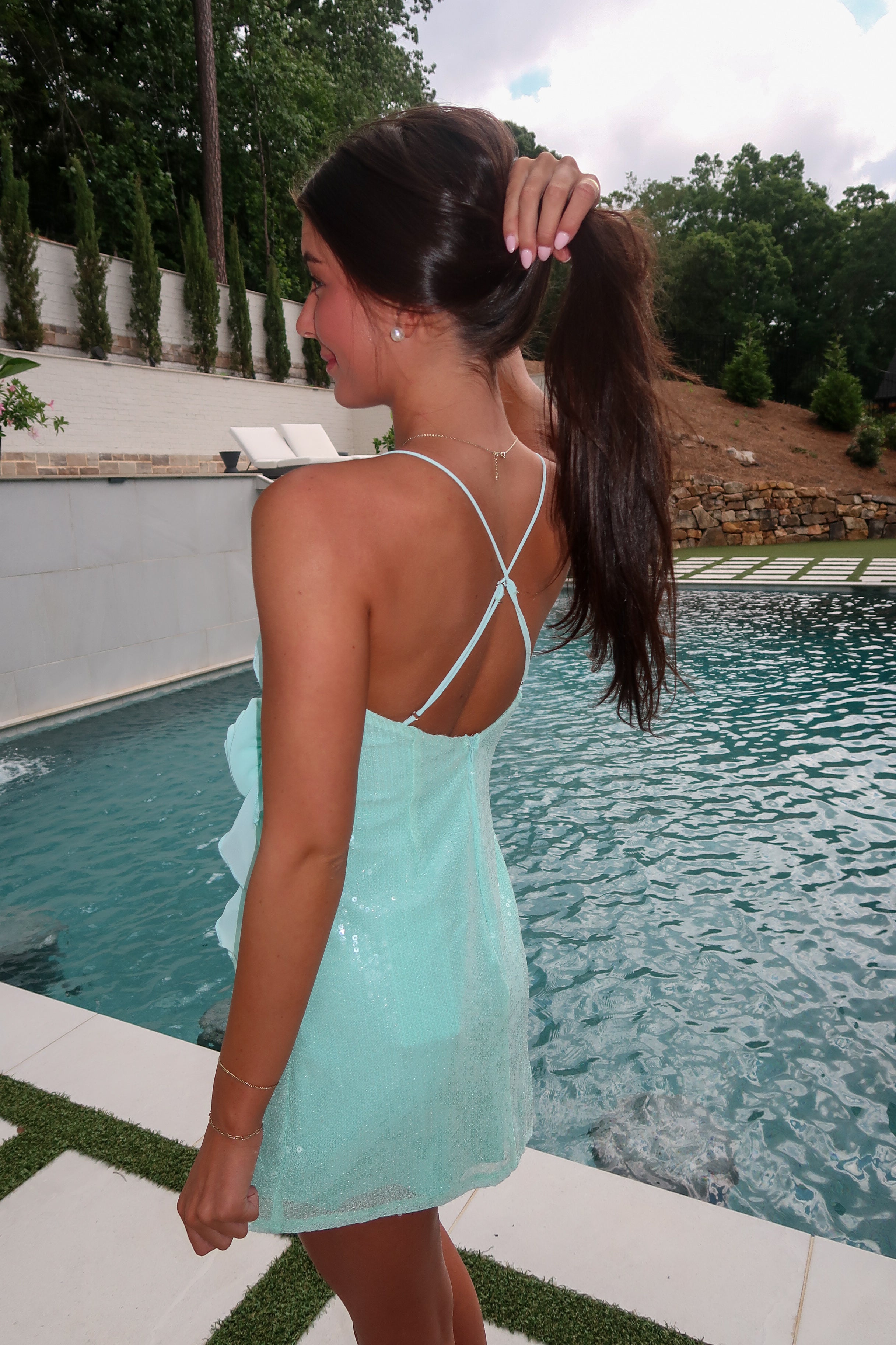 Maris Sequin Mini Dress- Mint