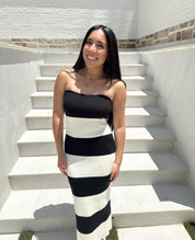Heather Striped Tube Midi Dress