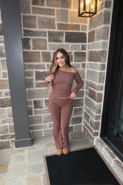 Saylor Striped Top- Brown