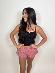 Kylah Gingham Shorts- Red