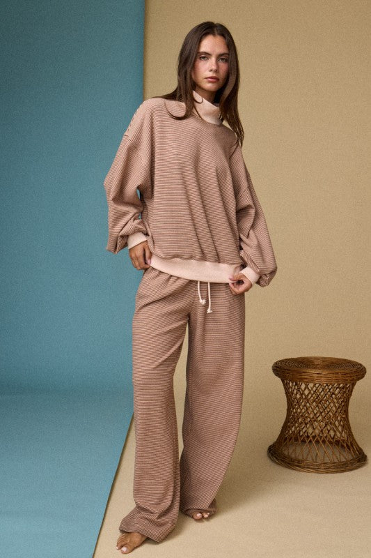 Hazel Mockneck Stripe Set- Rust