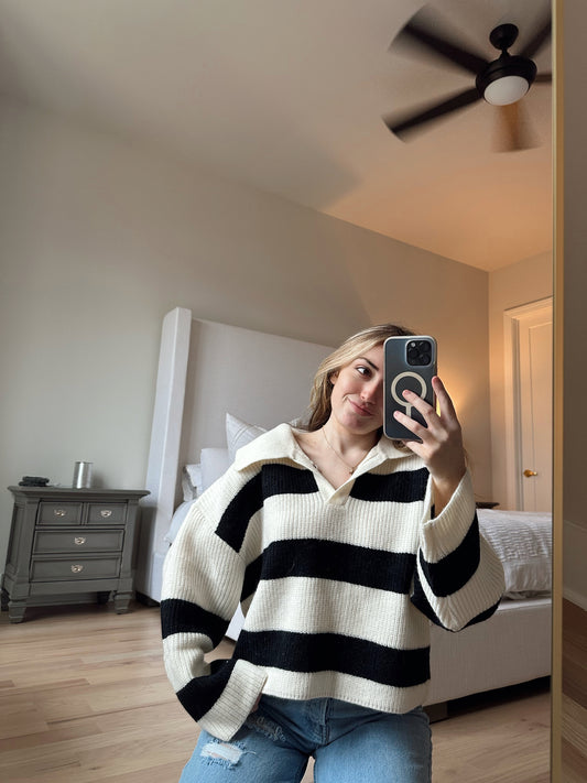 Zana Wide Collar Striped Sweater