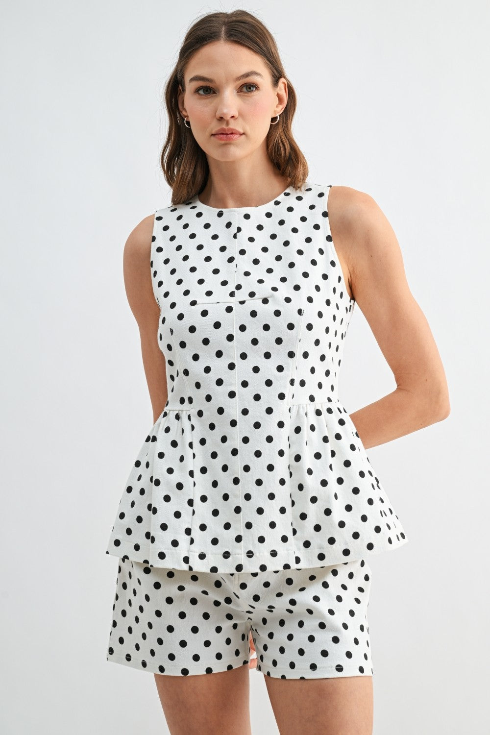 Amalie Polka Dot Twill Set- Black/White
